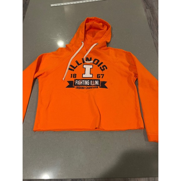 Original Retro Brand Tops - Retro Brand Illinois Orange Cropped Hoodie Sweatshirt Womans Large